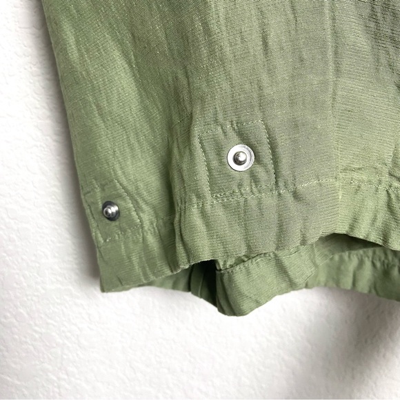 Aritzia Wilfred Green Linen Blend High Rise Ankle Cropped Cargo Pants- Size 6 - Picture 12 of 16